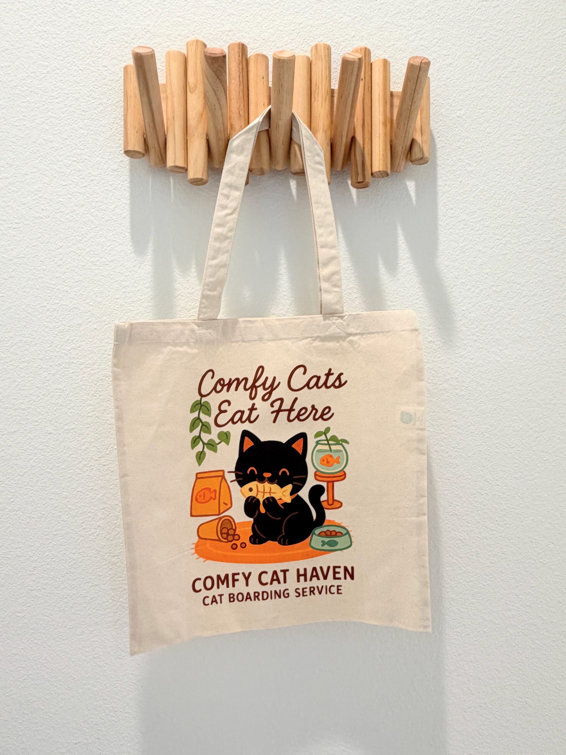 Canvas Tote Bags for Charity - Comfy Cats Eat Here